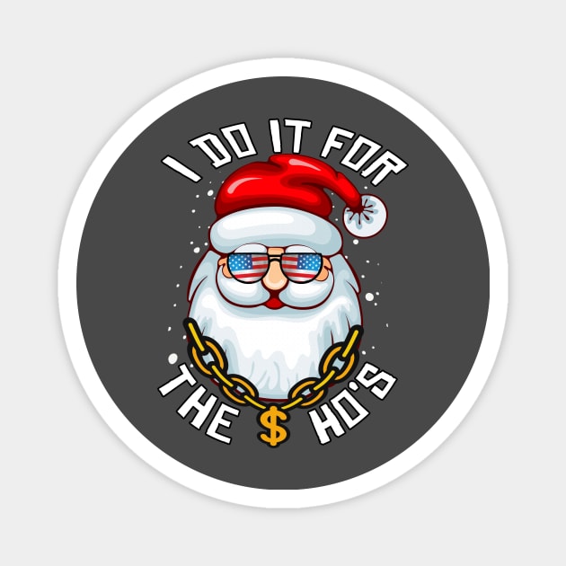 I Do It For The Ho's - Funny Christmas Santa Gift In USA Sunglasses Magnet by Bazzar Designs